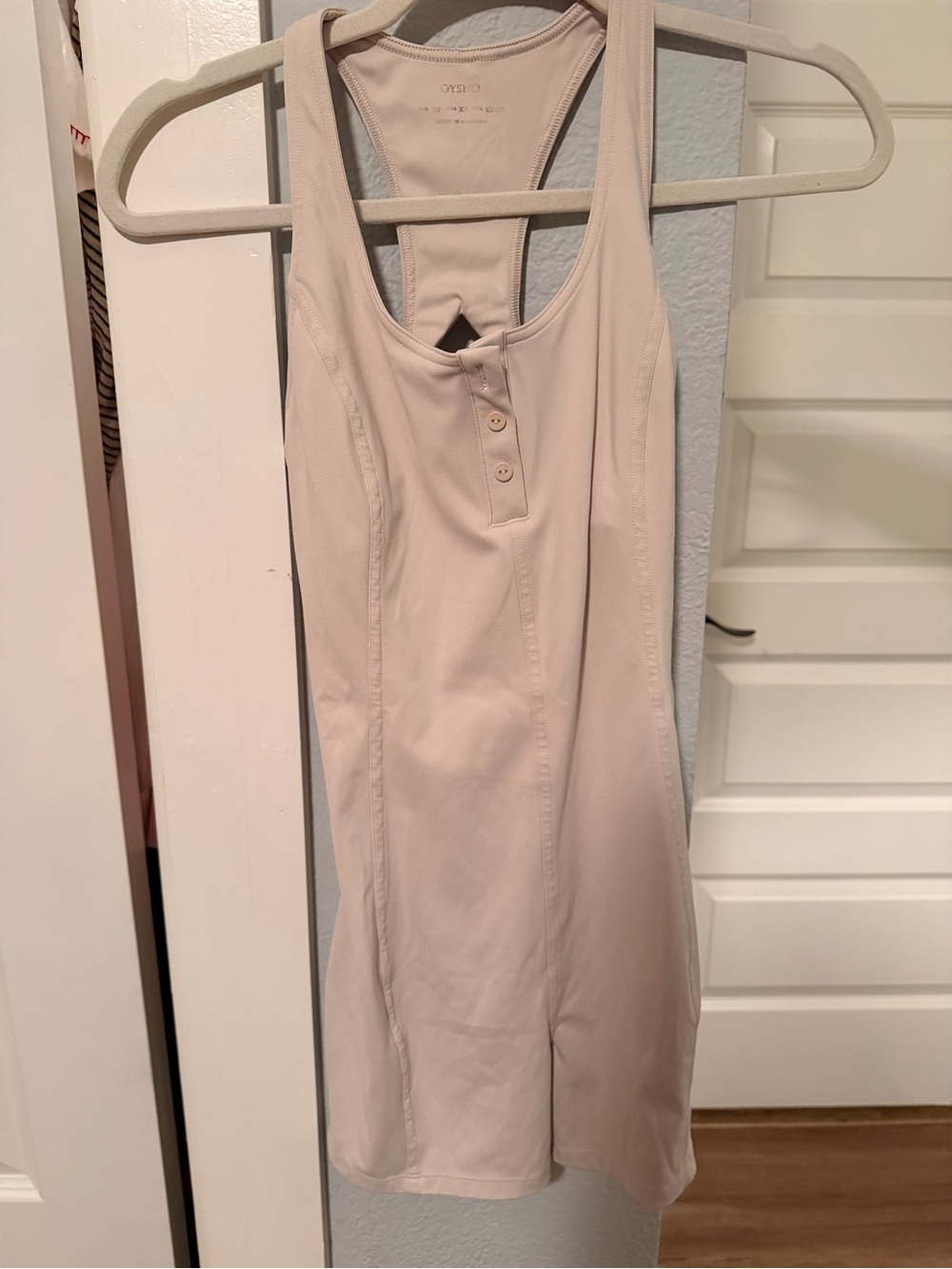 Athletic Henley Romper in Light Beige